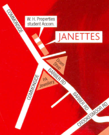 Map showing the location of Janettes Ladies Salon